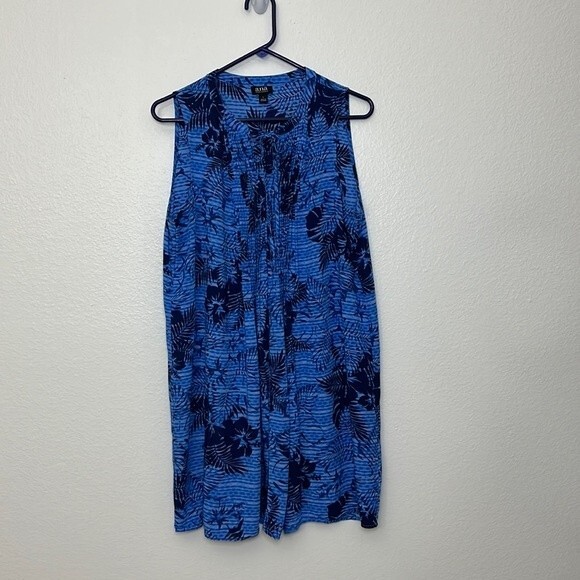 a.n.a New Approach tropical dress in blue Large palm  leafs - Picture 1 of 9